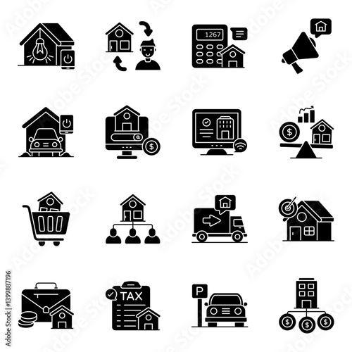 Set of Estate and Property Solid Icons

