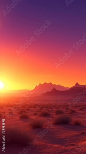 Animation of a Far West desert landscape. pans from left to right  vertical video
