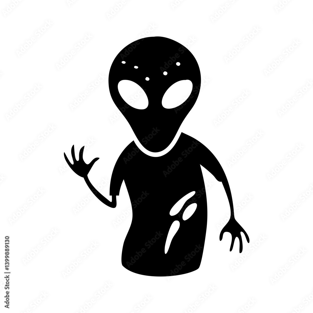 alien icon, alien silhouette vector illustration-simple silhouette illustration of alien, perfect for alien logos and icons