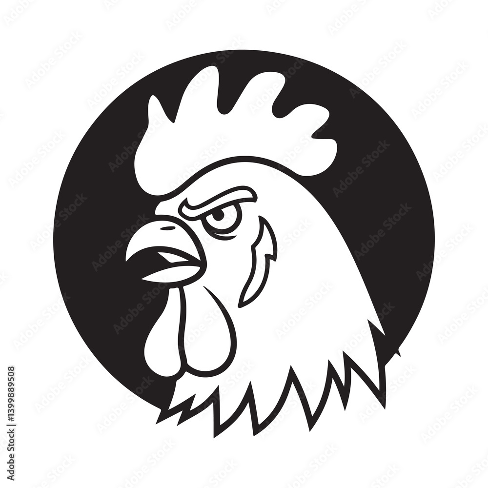 Fototapeta premium Rooster head tribal vector illustration with animal and bird design elements