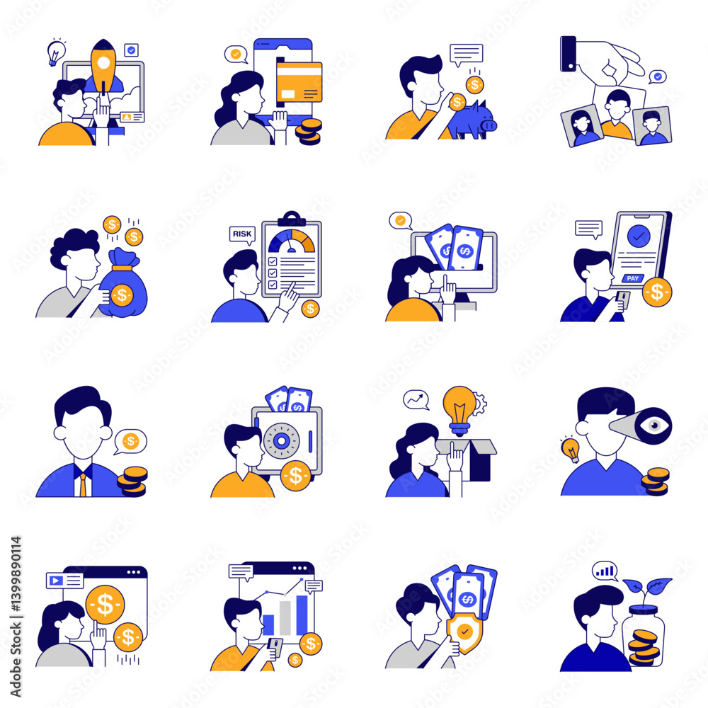 Fototapeta premium Set of Business Flat Icons
