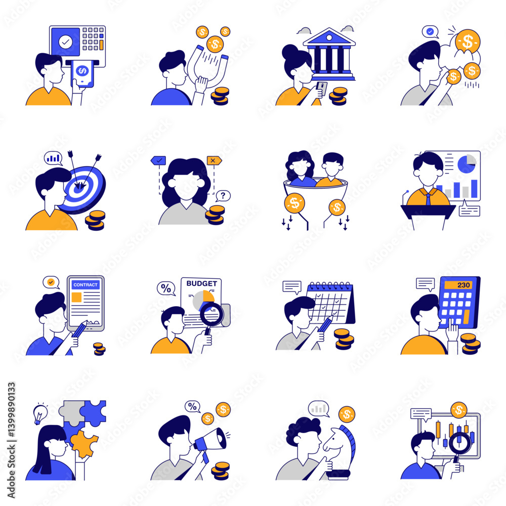 Fototapeta premium Set of Finance Flat Icons