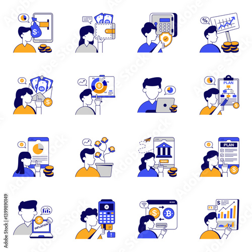 Set of Investment Flat Icons 

