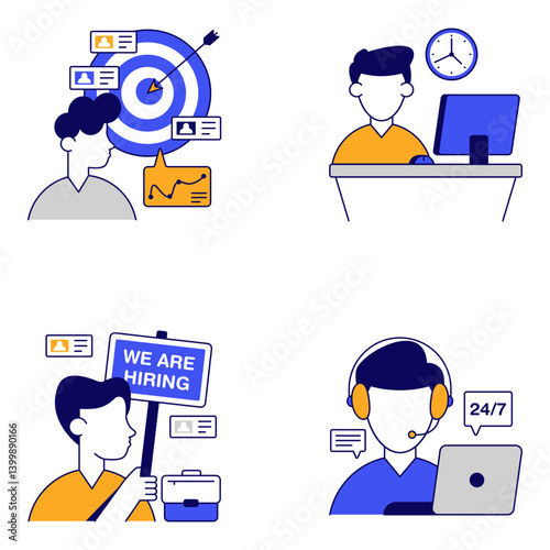 Set of Business and Investment Flat Icons 

