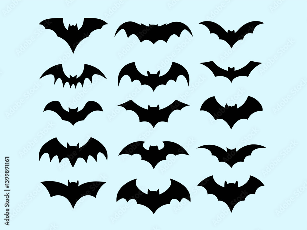 Obraz premium Collection of Bat Silhouette Vector Illustrations