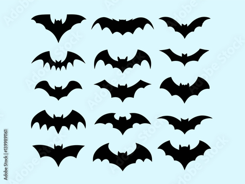 Collection of Bat Silhouette Vector Illustrations