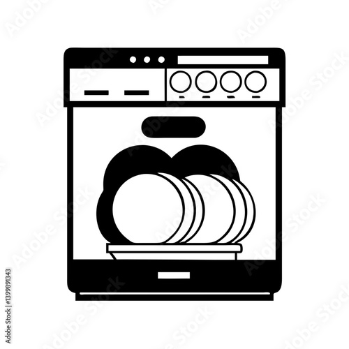 dishwasher icon, dishwasher silhouette vector illustration-simple silhouette illustration of dishwasher, perfect for dishwasher logos and icons