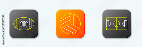 Set line American Football ball, Volleyball and or soccer field icon. Vector