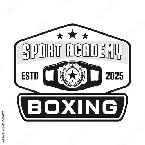 Boxing club academy logo emblem vector design monochrome