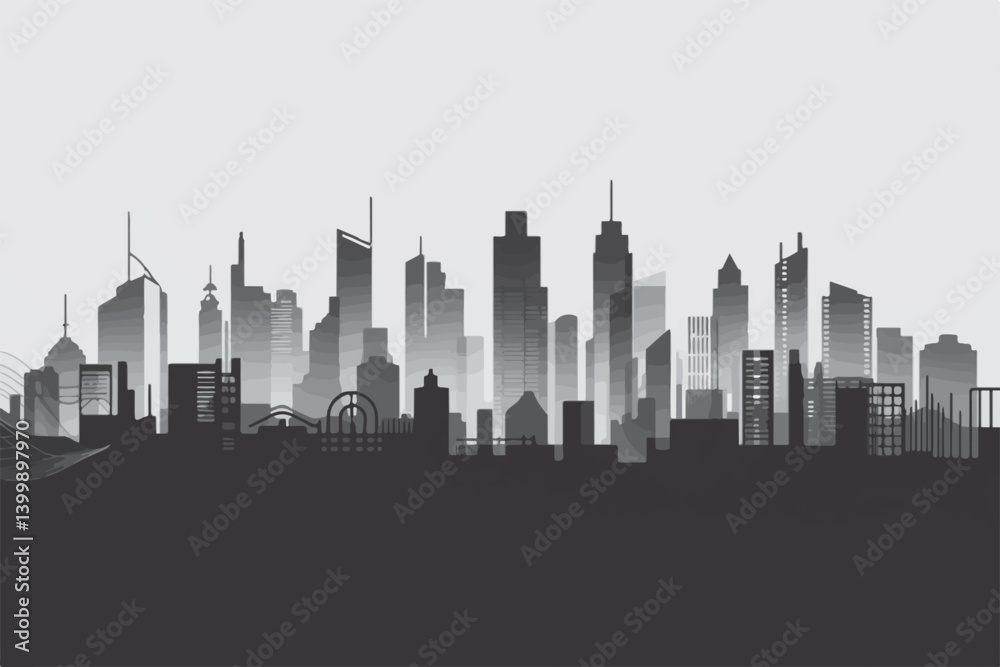 Black Silhouette of Cityscape – Minimalist Design Black Silhouette of Cityscape – Minimalist Design