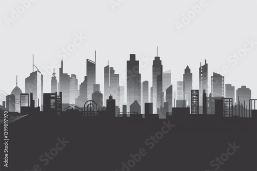 Wallpaper Mural Black Silhouette of Cityscape – Minimalist Design Torontodigital.ca