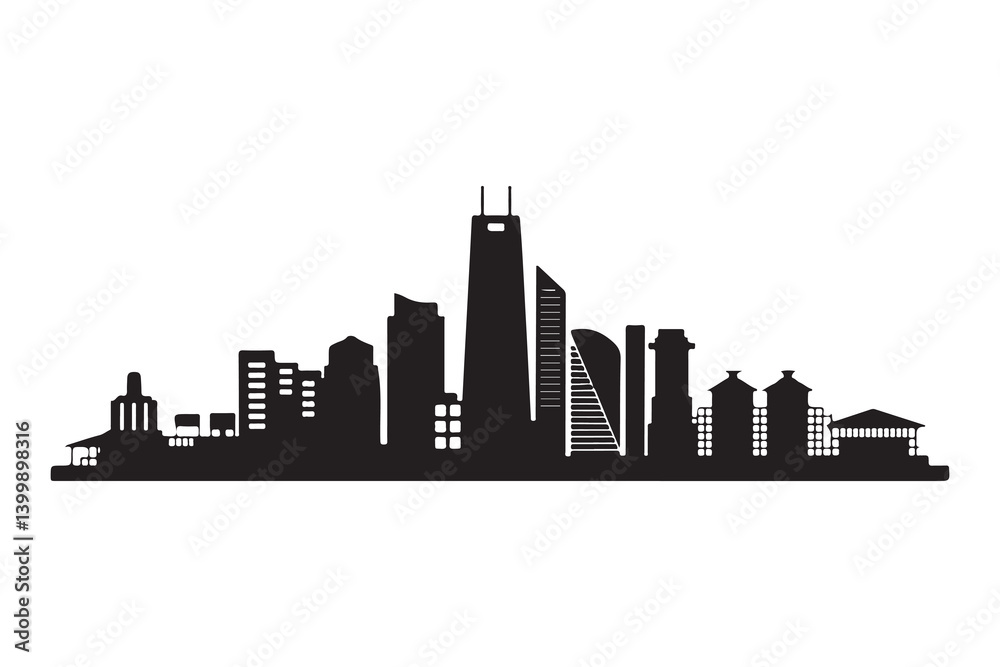 Downtown Skyline Vector – Urban Building Outline Downtown Skyline Vector – Urban Building Outline