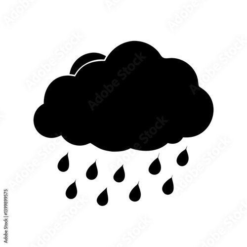 rain cloud icon, rain cloud silhouette vector illustration-simple silhouette illustration of rain cloud, perfect for rain cloud logos and icons