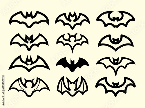 Collection of Bat Silhouette Vector Illustrations