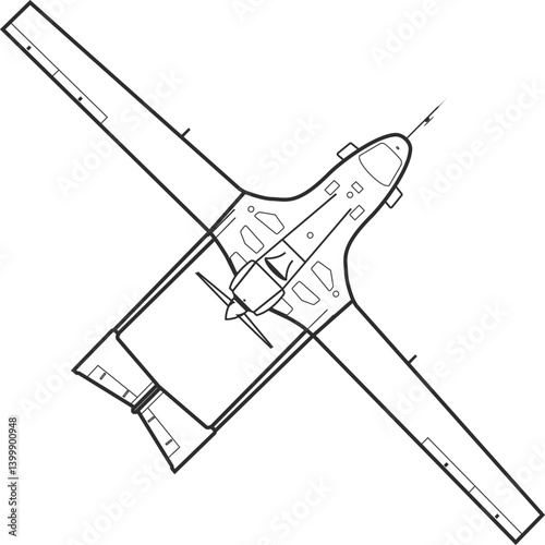  Bayraktar strike drone icon, top view icon, black line.