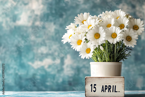 White daisies in pot April 15 spring flowers nature beauty