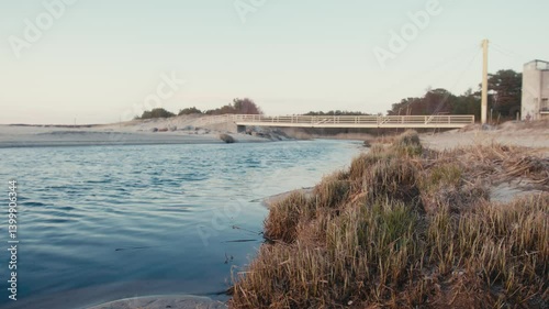 Wallpaper Mural Sandy Shoreline with Overgrown Grass by Calm Water Torontodigital.ca