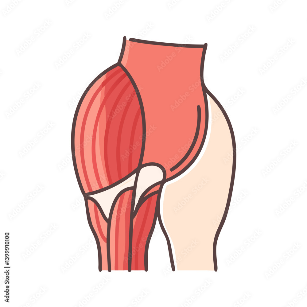 Modern Gluteus Maximus Muscle Anatomy Icon Modern Gluteus Maximus Muscle Anatomy Icon