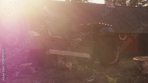 Wallpaper Mural Tractor in Warm Sunlight on Farmyard Torontodigital.ca
