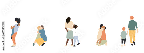 Multicultural group of mothers with kids.