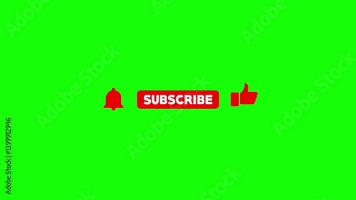2D YouTube Subscribe Button Animation with Green Screen Background, Green Screen, Green Screen Footage, Green Screen photo