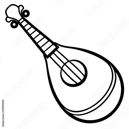 Lute line art illustration