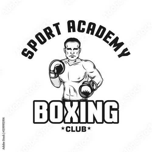 Boxing club academy vector design monochrome