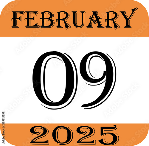 February 2025 calendar icon.Agenda plan, feb month schedule calendar and Time planner.Meeting appointment time.Calendar Event schedule date.calendar date icon on white background.