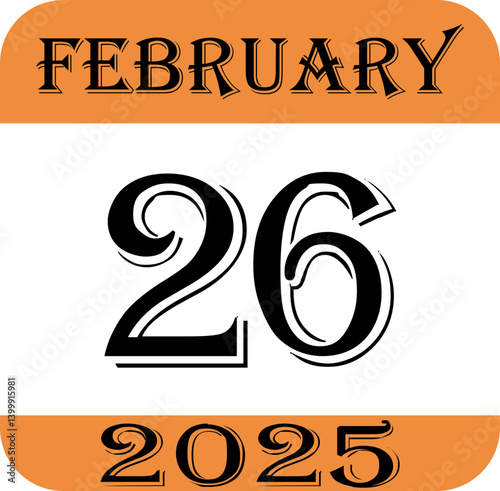 February 2025 calendar icon.Agenda plan, feb month schedule calendar and Time planner.Meeting appointment time.Calendar Event schedule date.calendar date icon on white background.