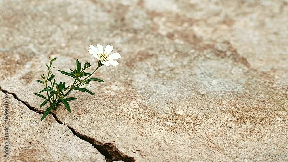 A wildflower thriving in a stone crack in nature A wildflower thriving in a stone crack in nature