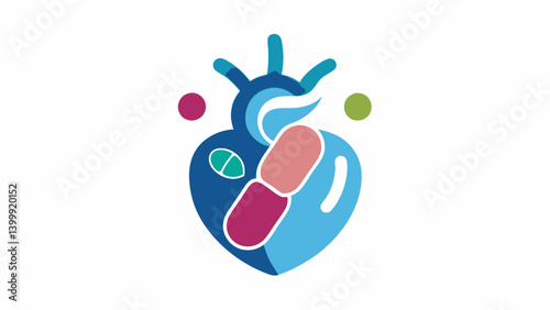 Heart and Soul A human heart design made with exosome shapes signifying the holistic benefits of the capsules for vitality and longevity.