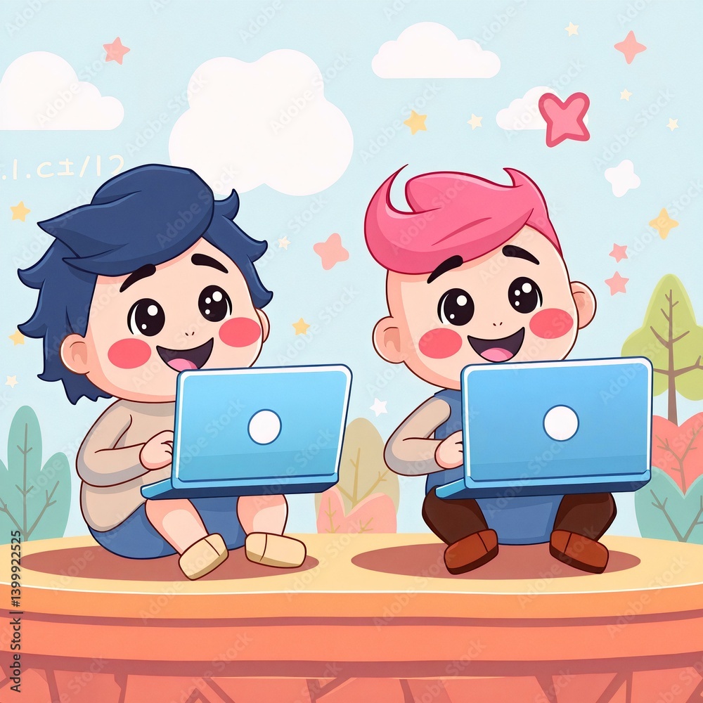 Adorable HTML and CSS Mascots Coding Together in a Colorful Digital Playground with Floating UI Elements, Laptops, and Happy Faces – Cute Web Development Clipart for Kids and Creators Adorable HTML and CSS Mascots Coding Together in a Colorful Digital Playground with Floating UI Elements, Laptops, and Happy Faces – Cute Web Development Clipart for Kids and Creators