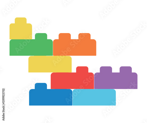 Plastic building blocks and tiles of different colors. children's construction set made of blocks