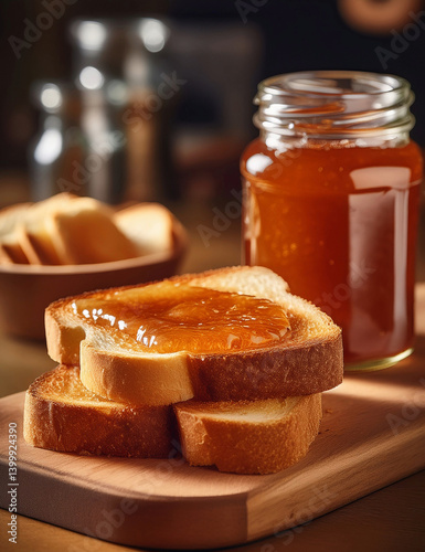 tartine et confiture sur une table