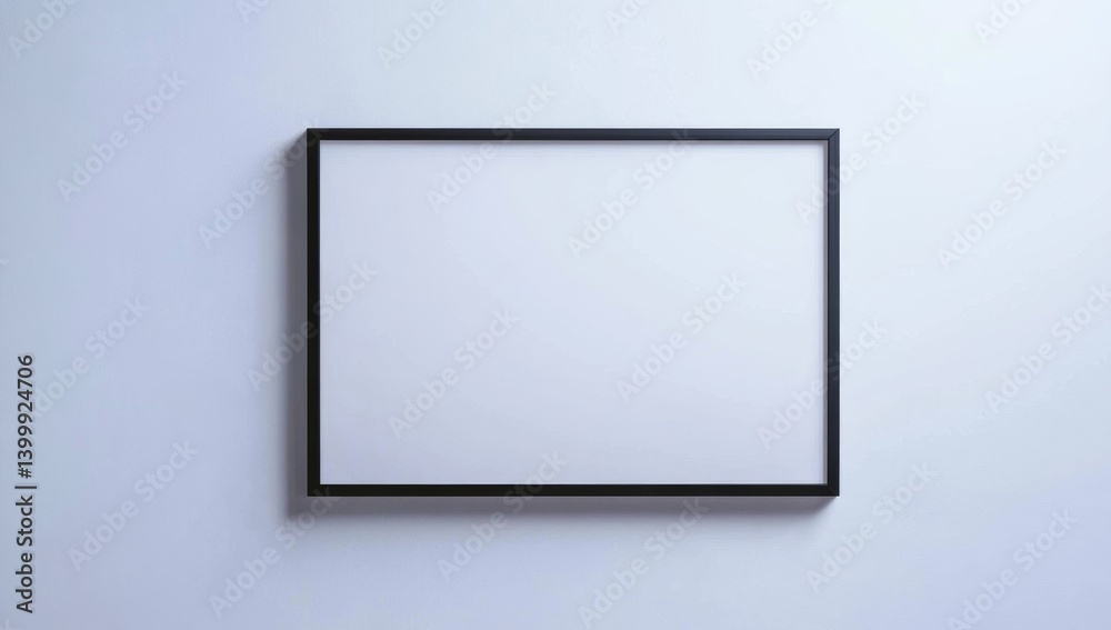 Empty black framed picture on light gray wall Empty black framed picture on light gray wall