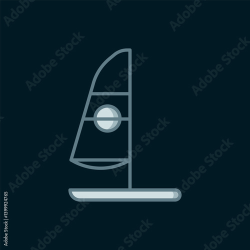 Line Windsurfing icon isolated on black background. Flat filled outline style with shadow. Vector