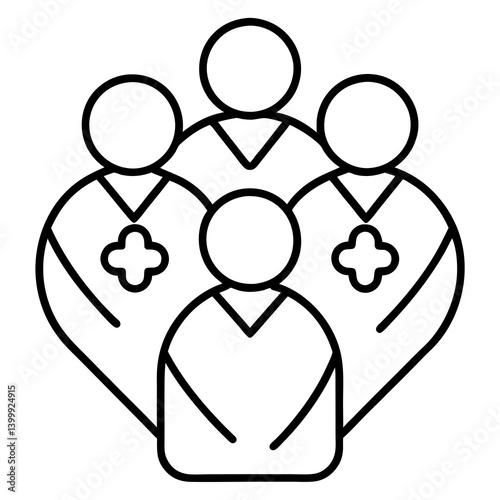 Medical staff unity line art illustration