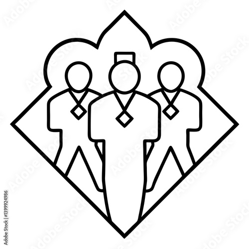 Medical staff unity line art illustration
