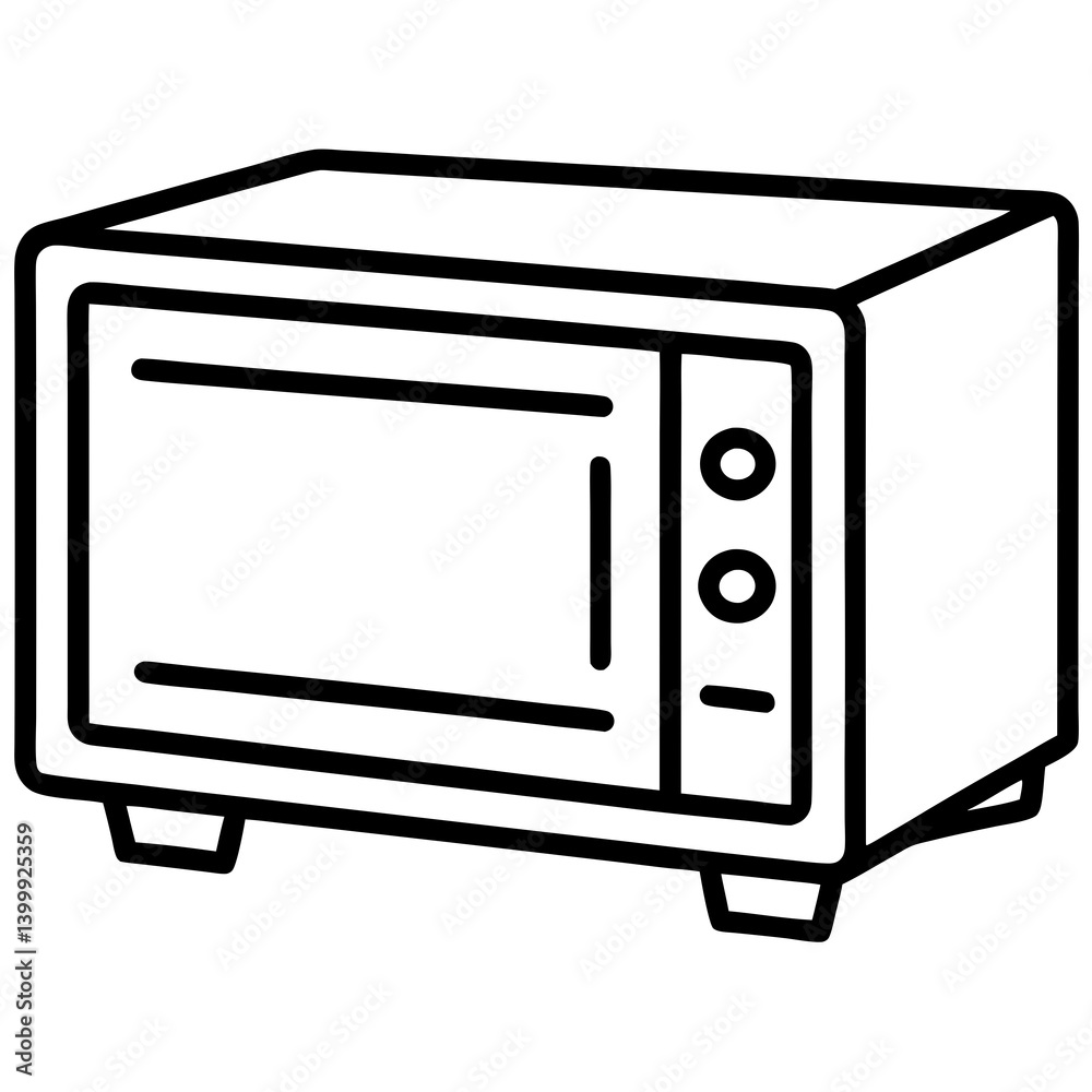 Fototapeta premium Microwave oven line art illustration