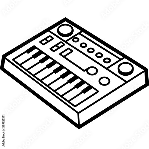 Midi controller line art illustration