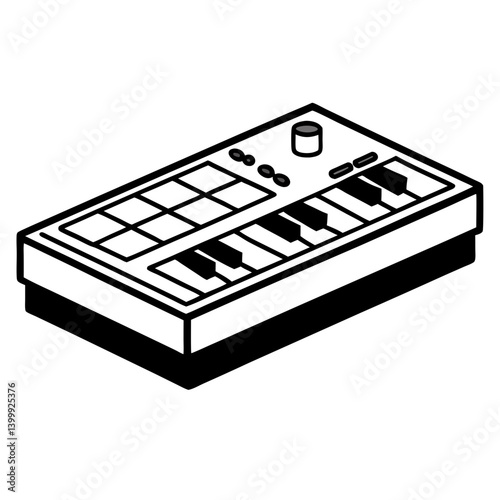 Midi controller line art illustration