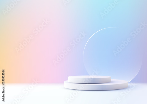 modern white tiered podium ...