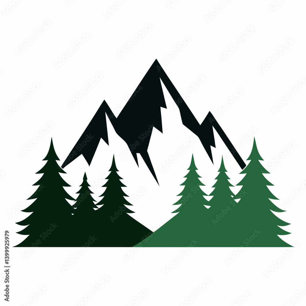 Obraz premium Minimalist mountain silhouette with trees 