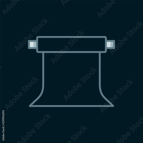 Line Empty photo studio icon isolated on black background. Screen backdrop. Flat filled outline style with shadow. Vector