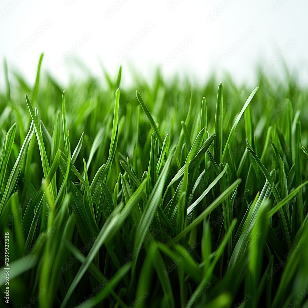 Fototapeta premium Vibrant Green Grass on White Background - Clean and Fresh Nature Image