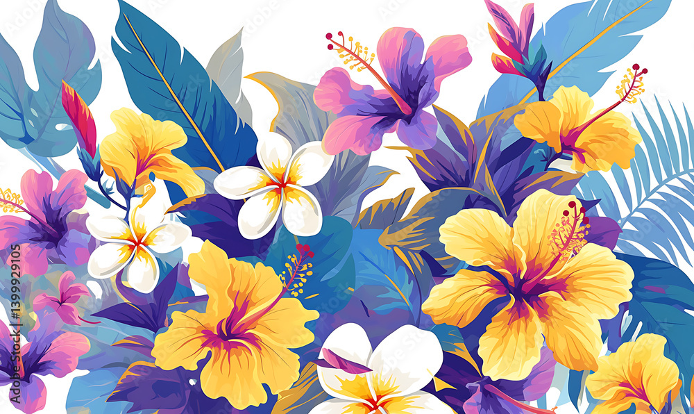 Obraz premium Floral flower vector Illustrations on white background