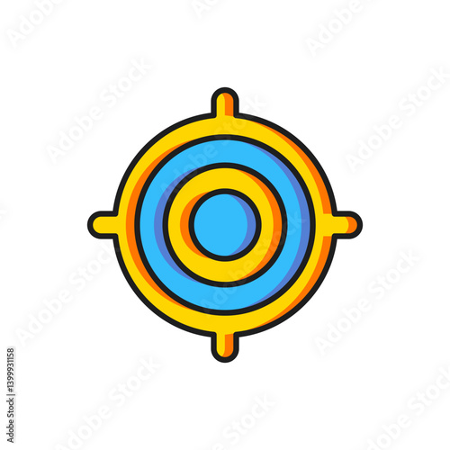 Color Target sport icon isolated on white background. Clean target with numbers for shooting range or shooting. Flat filled outline style with shadow. Vector