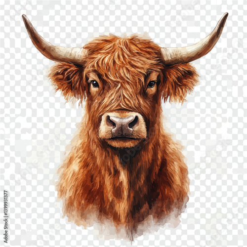Yak, watercolor vector, isolated on a white background.