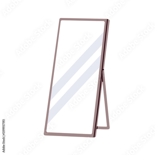Floor mirror on stand. Big large full-length rectangle frame, home room inter...