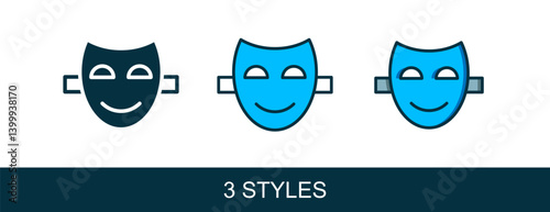 Filled outline Comedy theatrical mask icon isolated on white background. Vector